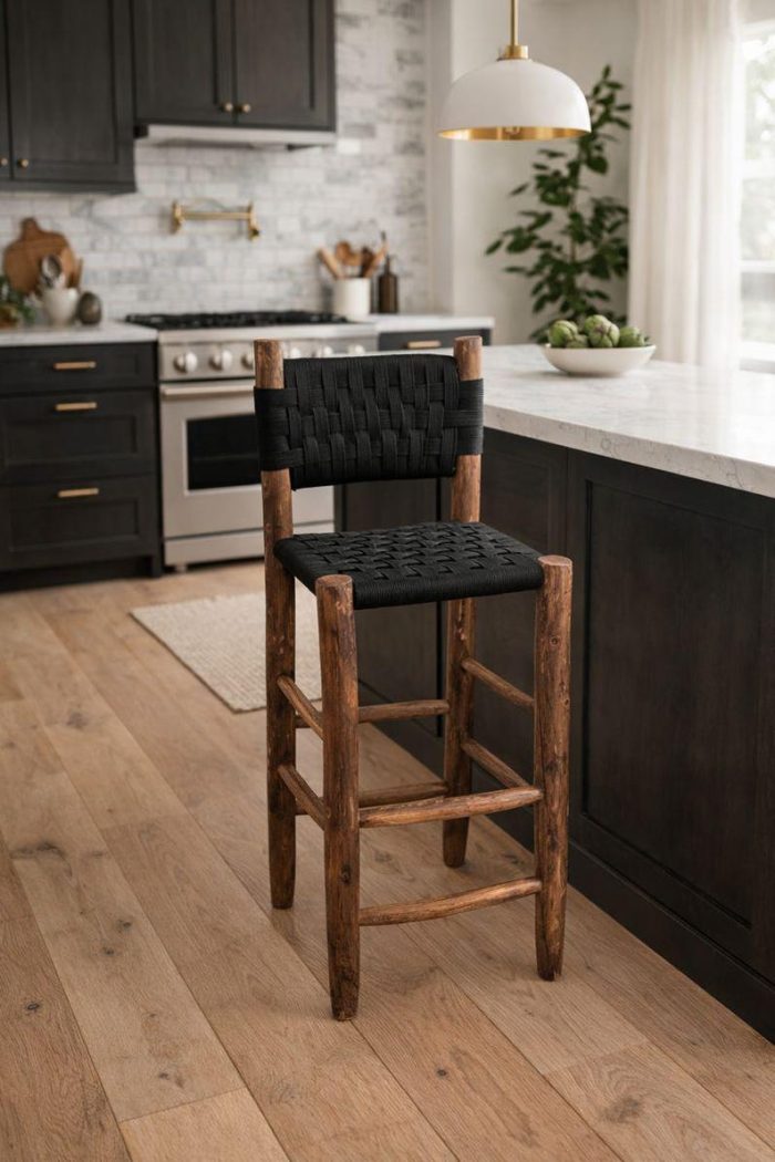 Set Marokkaanse Boho Barkrukken met Zwart Touw – Handgemaakt - Afbeelding 3