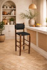 Set Marokkaanse Boho Barkrukken met Zwart Touw – Handgemaakt