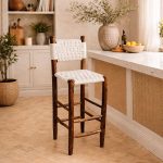 Marokkaanse Boho Barkrukken met Witte Touwweving – Handgemaakte Set