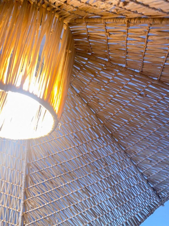 Handgemaakte Raffia Hanglamp – Marokkaanse Parasol Lampenkap - Afbeelding 6