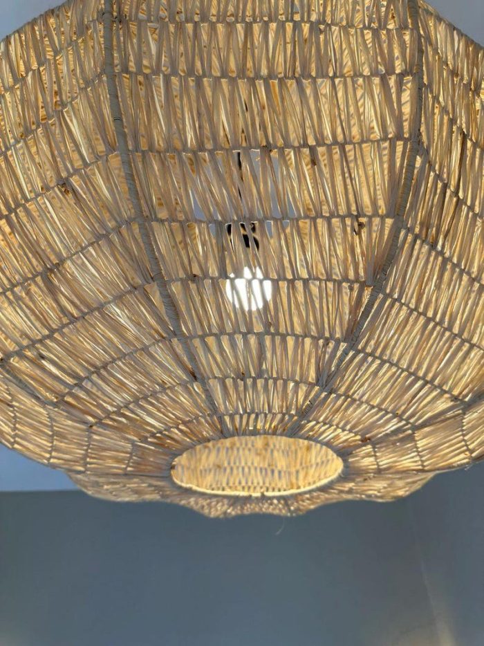 Handgeweven Raffia Hanglamp Rond – Natuurlijke Plafondlamp - Afbeelding 6