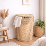 Handgeweven Ronde Palmblad Wasmand – Boho Opberger