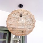 Handgeweven Raffia Hanglamp Rond – Natuurlijke Plafondlamp