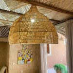 Golfvorm Raffia Hanglamp – Grote Organische Plafondlamp
