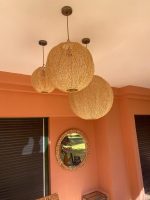Handgeweven Raffia Hanglamp – Ronde Plafondlamp - Afbeelding 5