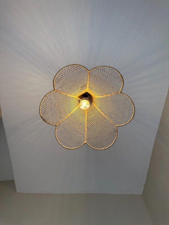 Ronde Handgeweven Raffia Hanglamp – Natuurlijke Plafondverlichting - Afbeelding 2