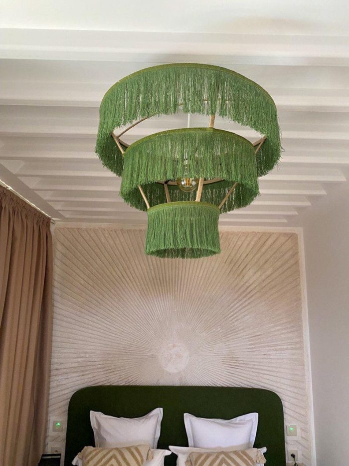 Marokkaanse Hdoum Franje Hanglamp – Gelaagde Artisan Lamp - Afbeelding 3