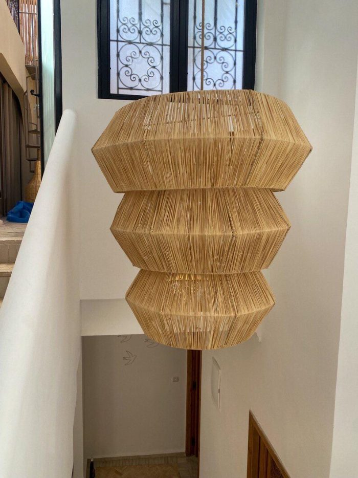 Extra Grote Zeshoekige Hanglamp – Handgeweven Marokkaans Design - Afbeelding 4