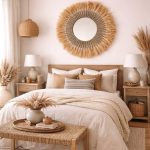 Marokkaanse Raffia Koord Spiegel – Ronde Handgeweven Wandspiegel