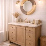 Marokkaanse Raffia Koord Spiegel – Ronde Handgeweven Wandspiegel