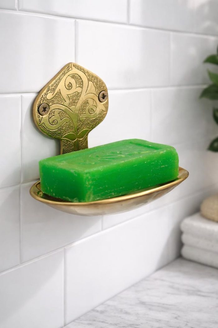 Handgemaakte Messing Wand-Zeepschaal – Marokkaans Gegraveerde Zeephouder voor Badkamer - Afbeelding 3