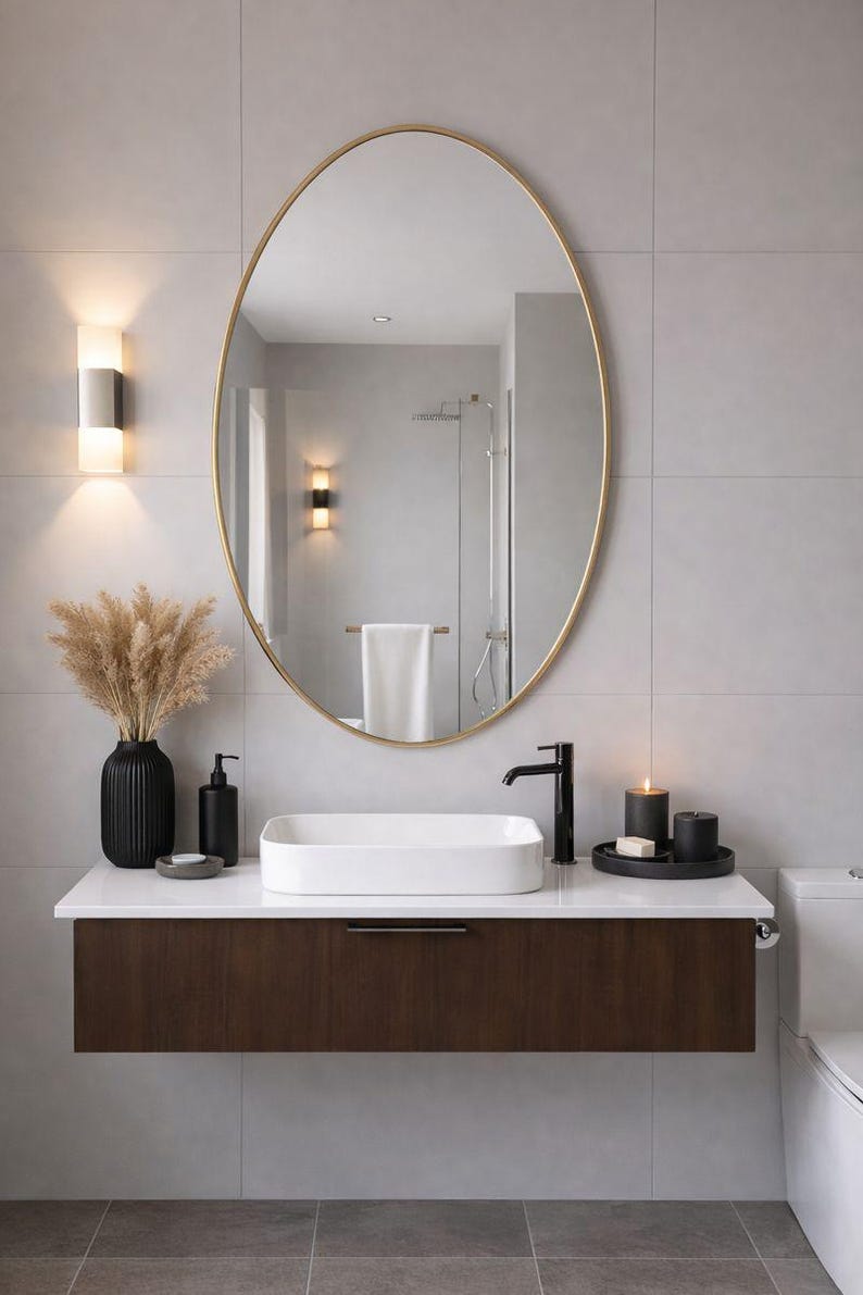 il_794xN.7566831075_9jnr Ovale Handgemaakte Messing Wandspiegel – Antique Finish - Afbeelding 1