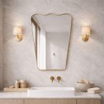 Antieke Messing Gebogen Wandspiegel – Handgemaakt Design - Afbeelding 3