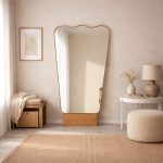 Antieke Messing Gebogen Wandspiegel – Handgemaakt Design