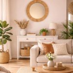 Marokkaanse Raffia Spiegel – Ronde Handgeweven Wandspiegel