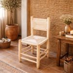 Marokkaanse Houten Stoel met Wit Touw – Handgemaakte Artisan Seating