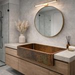 Antieke Koperen Apron-Front Wasbak – Rustieke Landelijke Badkamerwastafel