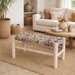 Marokkaanse Bank met Boucherouite Touw – Kleurrijke Handgemaakte Bank