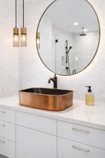 Rechthoekige Gehamerde Koperen Opbouw Wasbak – Moderne Waskom voor op het Blad - Afbeelding 2