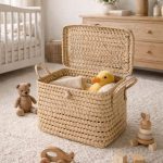 Kleine Rieten Opbergkist 30 cm – Speelgoedkist en Organizer