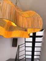 Sculptural Raffia Pendant Light – Handmade Moroccan Wavy Ceiling Lamp