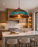 Handgemaakte Verouderde Koperen Koepel Hanglamp