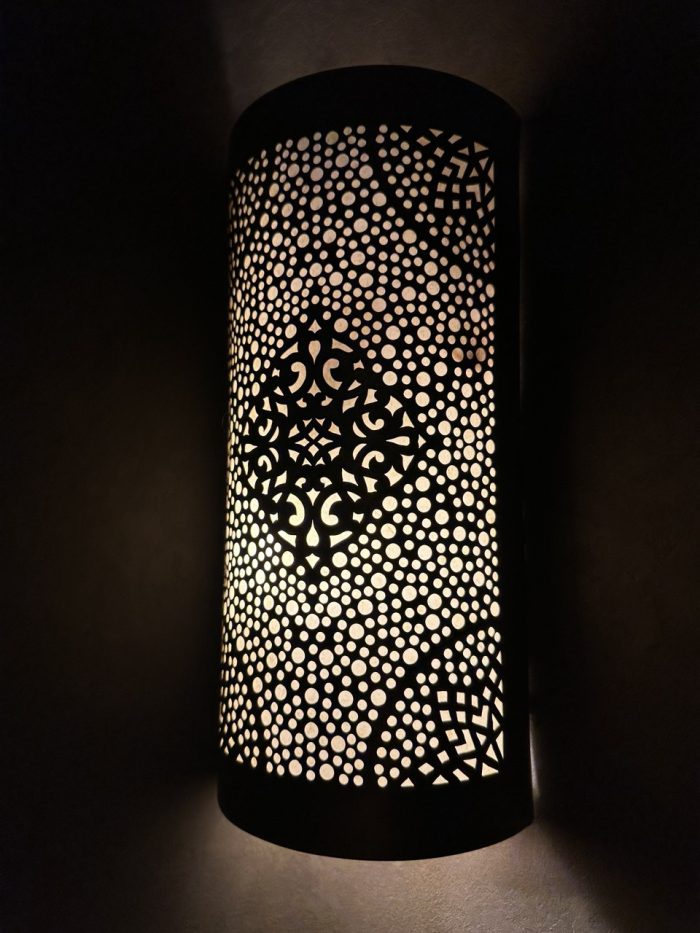 Diamant Medaillon Messing Wandlamp – Handgemaakte Marokkaanse Geperforeerde Wandlamp - Afbeelding 5