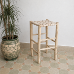 Natural Leather Bar Stool handcrafted from solid wood with a genuine natural leather seat
