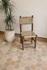 Palm Leaf Wooden Chair handcrafted from solid wood with a natural handwoven palm leaf seat
