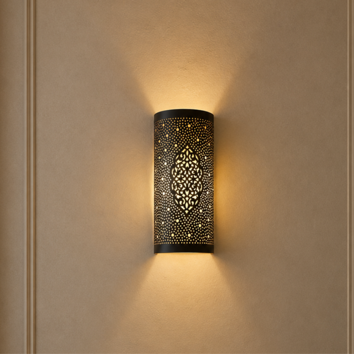Ornament Messing Wandlamp – Handgemaakte Marokkaanse Geperforeerde Wandlamp - Afbeelding 3