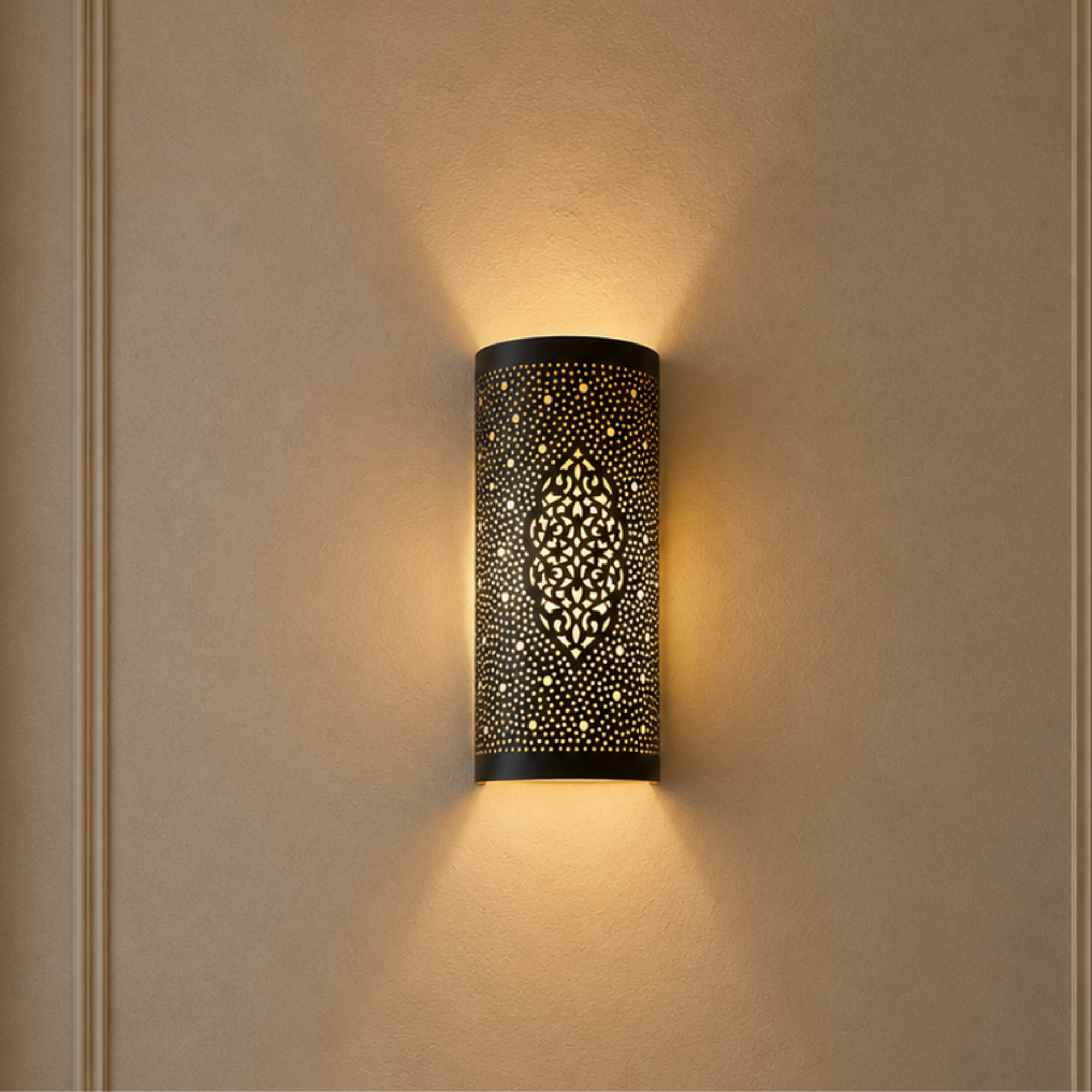 Design sans titre (3) Ornament Messing Wandlamp – Handgemaakte Marokkaanse Geperforeerde Wandlamp - Afbeelding 1