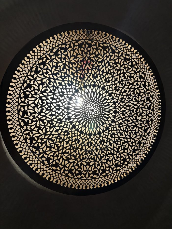 Ornate Brass Medallion Wall Light handcrafted from solid brass with intricate pierced floral detailing