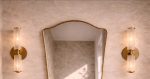 Handmade Curved Brass Bathroom Mirror with Moroccan brass frame