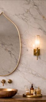 Moroccan Pointed Arch Brass Mirror handcrafted with a solid brass frame for bathroom wall décor