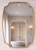 Scalloped Brass Wall Mirror with curved solid brass frame handmade in Morocco