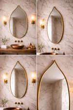 Moroccan Pointed Arch Brass Mirror handcrafted with a solid brass frame for bathroom wall décor