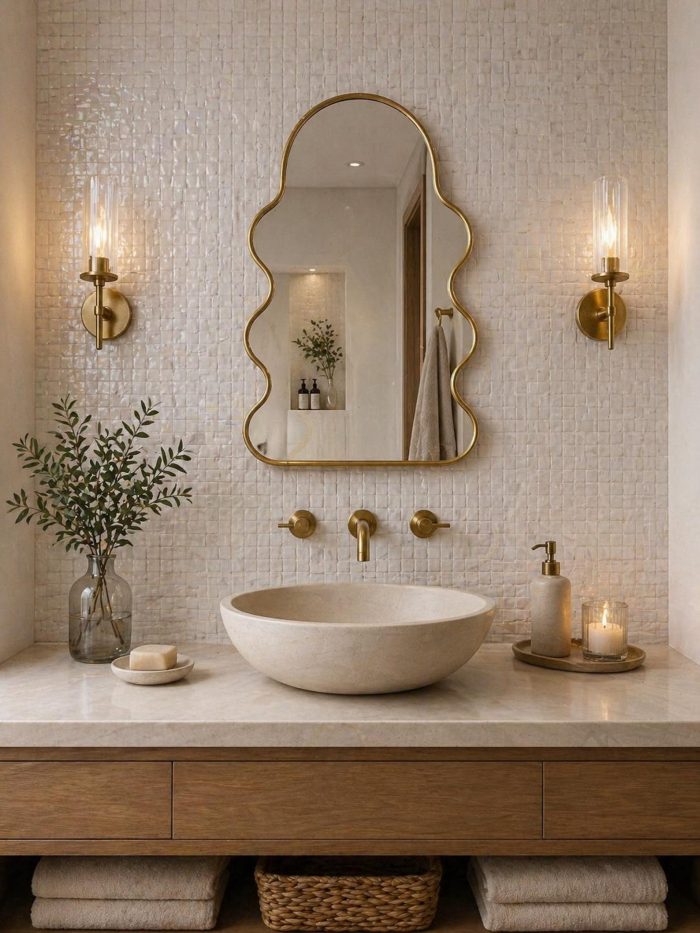 Wavy Arch Brass Mirror handmade Moroccan brass frame