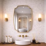 Scalloped Brass Wall Mirror with curved solid brass frame handmade in Morocco