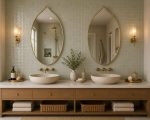 Moroccan Pointed Arch Brass Mirror handcrafted with a solid brass frame for bathroom wall décor