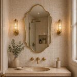 Scalloped Brass Mirror handcrafted with a wavy solid brass frame for bathroom wall décor