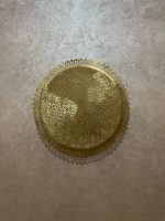 Round Filigree Brass Wall Light with intricate hand-perforated brass design